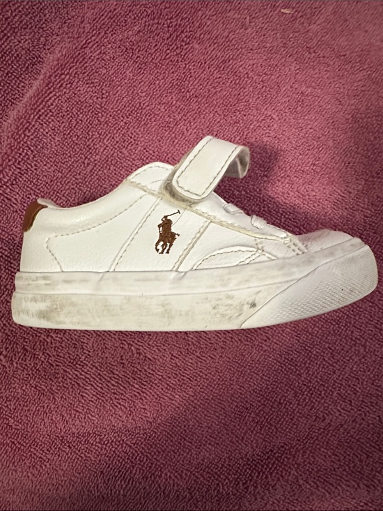 Ralph Lauren Other - Ralph Lauren White Kids Polo Sneaker with Brown Logo Accent